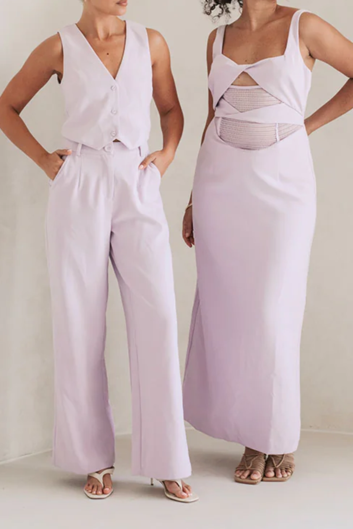 Square Neck Mesh Panel Midi Dress