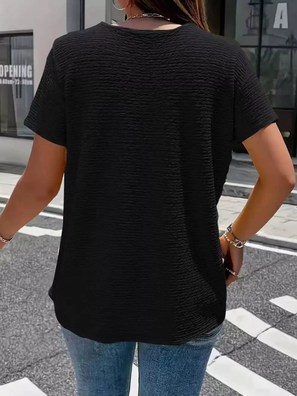 Textured Short Sleeve Blouse