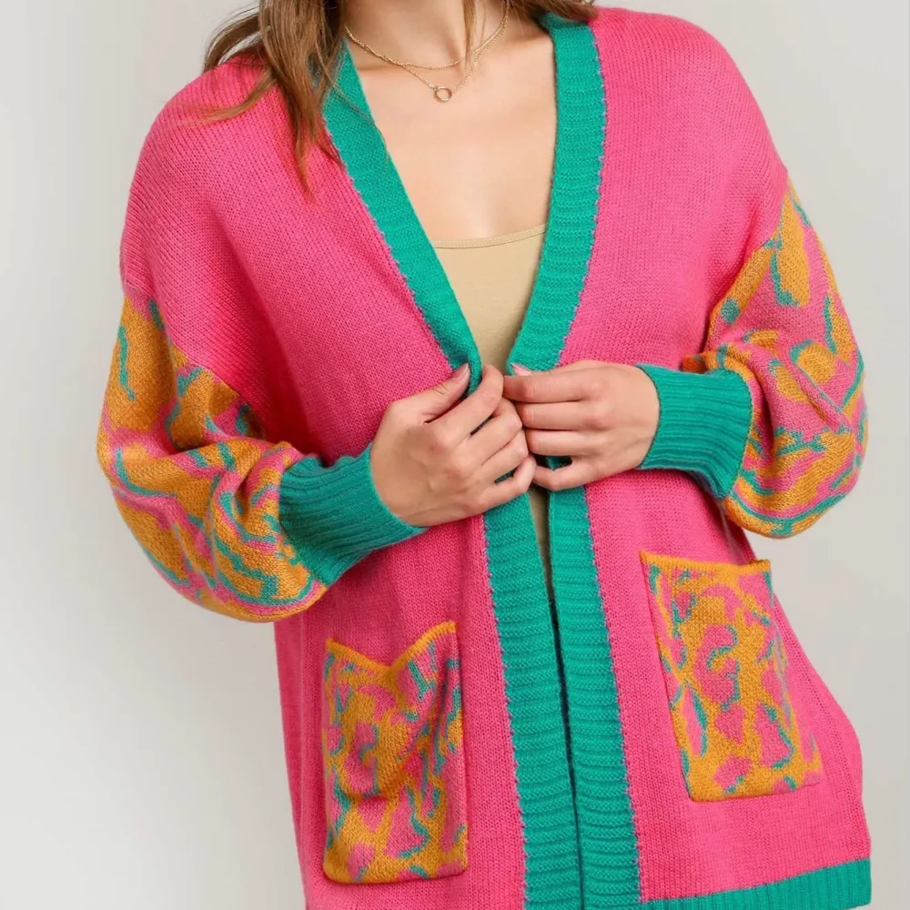 Open Front Animal Print Cardigan