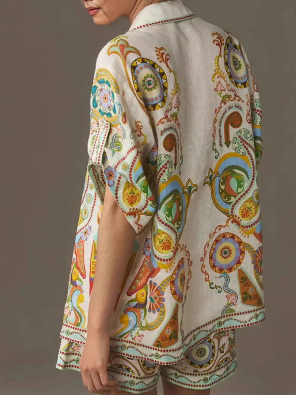 Easy Printed Button Up Shirt and Shorts Set