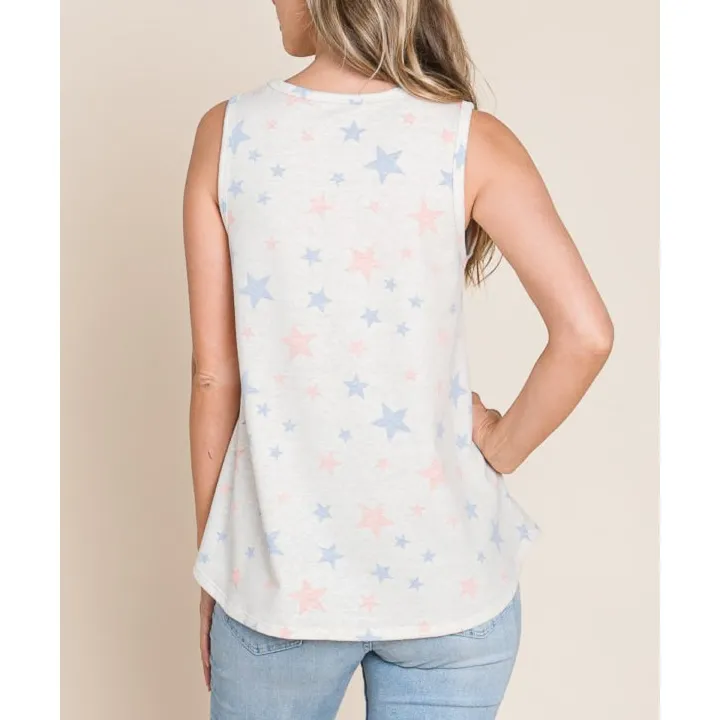 Round-Neck Printed Tank Top