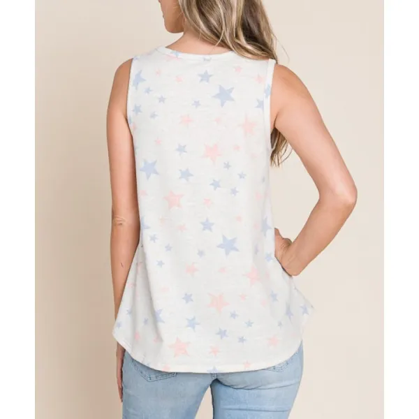 Round-Neck Printed Tank Top