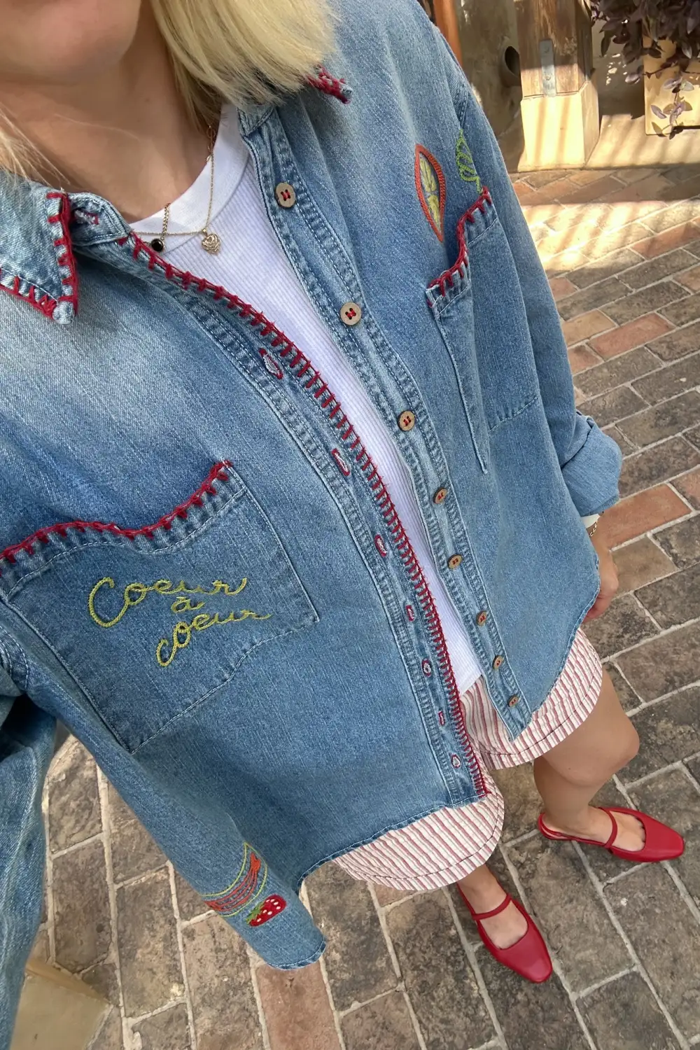 Denim Button Front Button Down Shirt