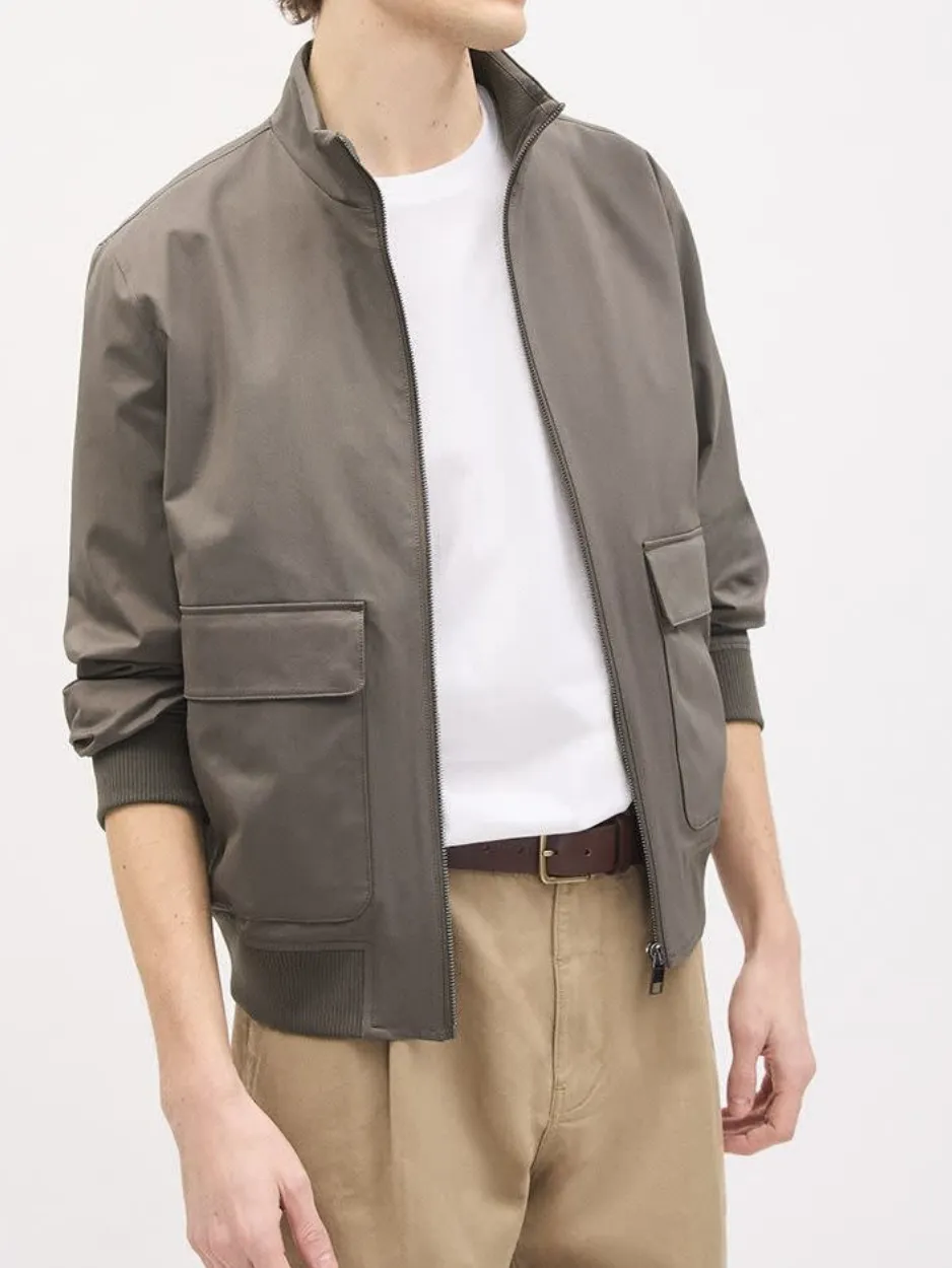 Long Sleeve Brown Bomber Jacket