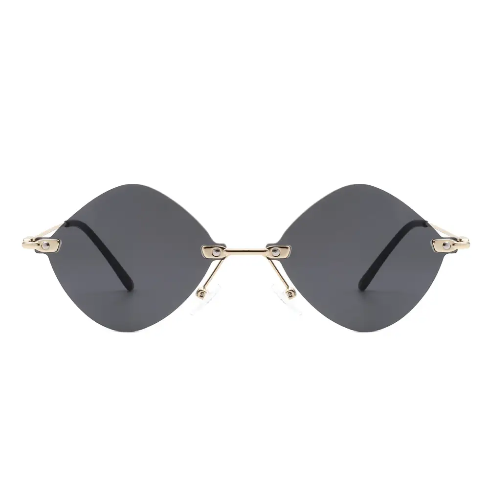 Round Rimless Frame Sunglasses
