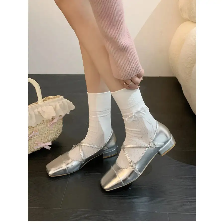 Square Toe Block Heels Mary Jane Shoes