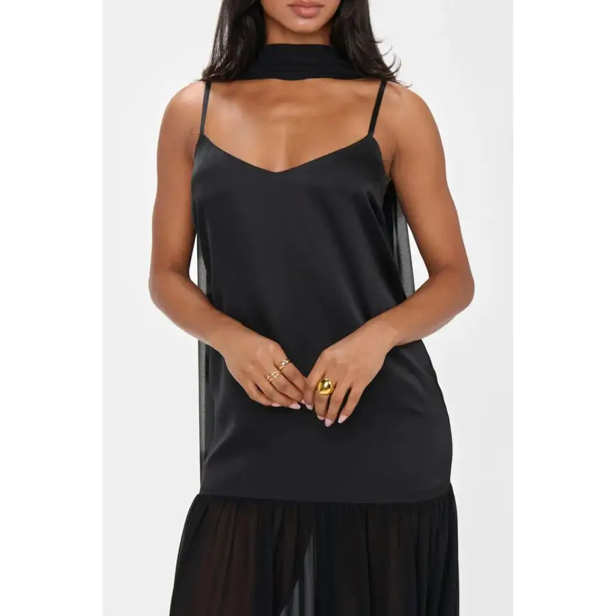 Adjustable Strap Maxi Cami Dress with Scarf