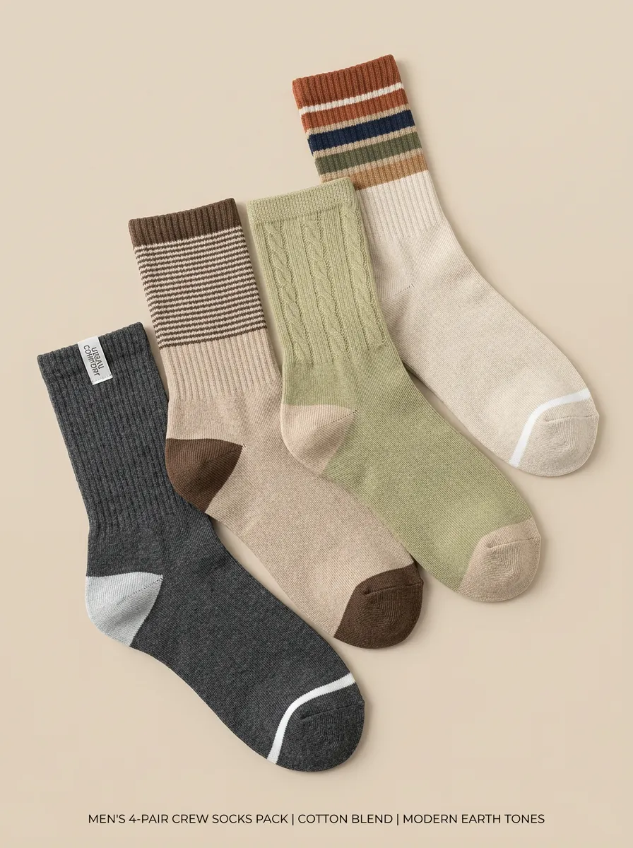 Weekend Striped Crew Edit Men's Four Pair Socks