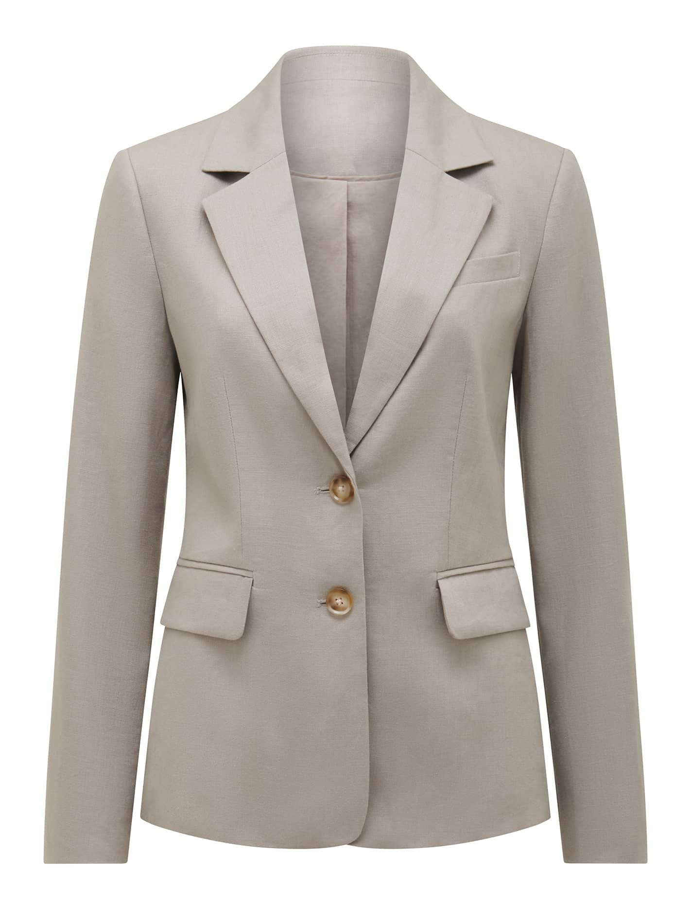 Petite Two Button Linen Blazer