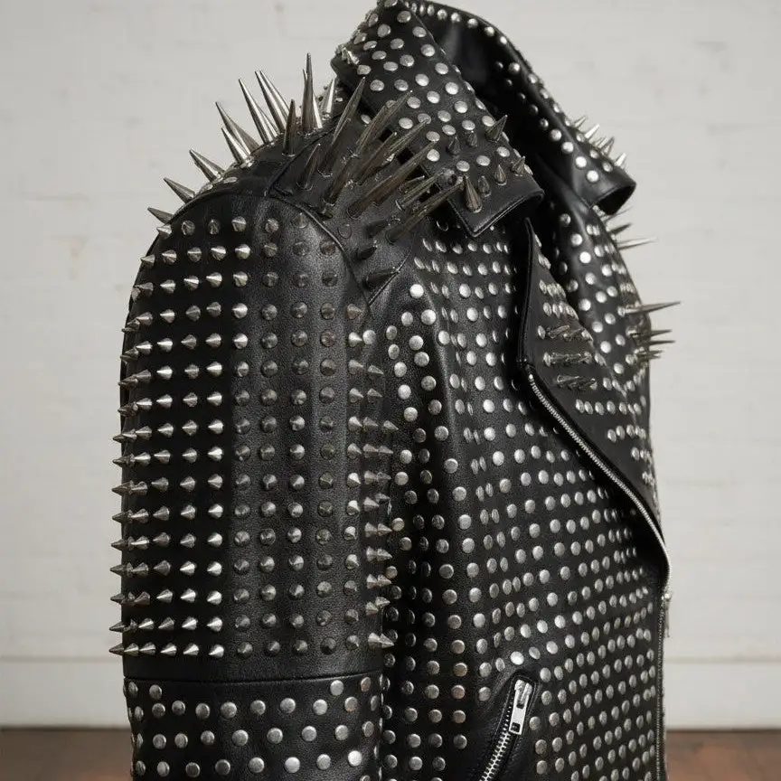 Statement Leather Biker Motorcycle Studded Jacket