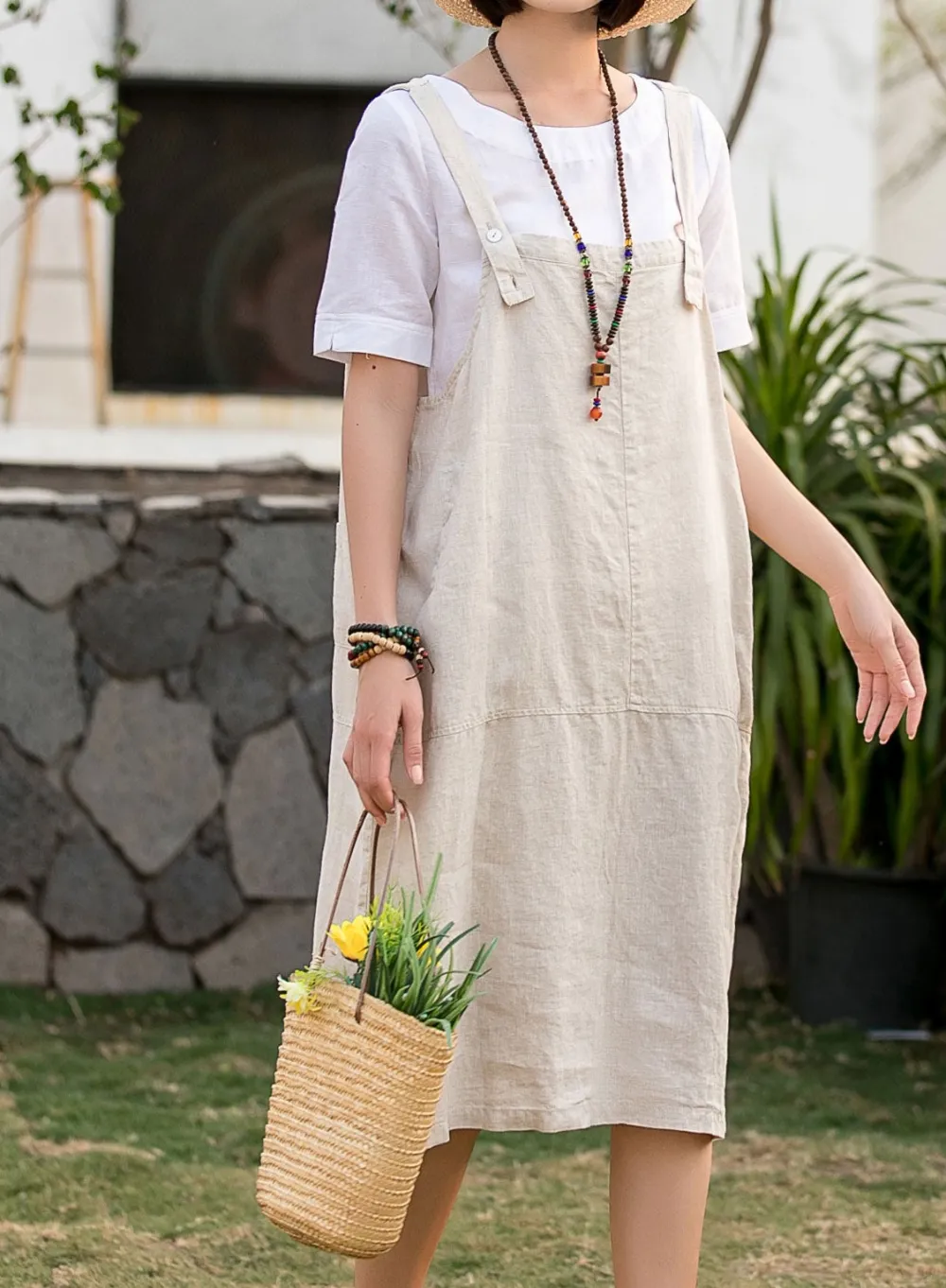 Classic Linen Cotton Midi Dress