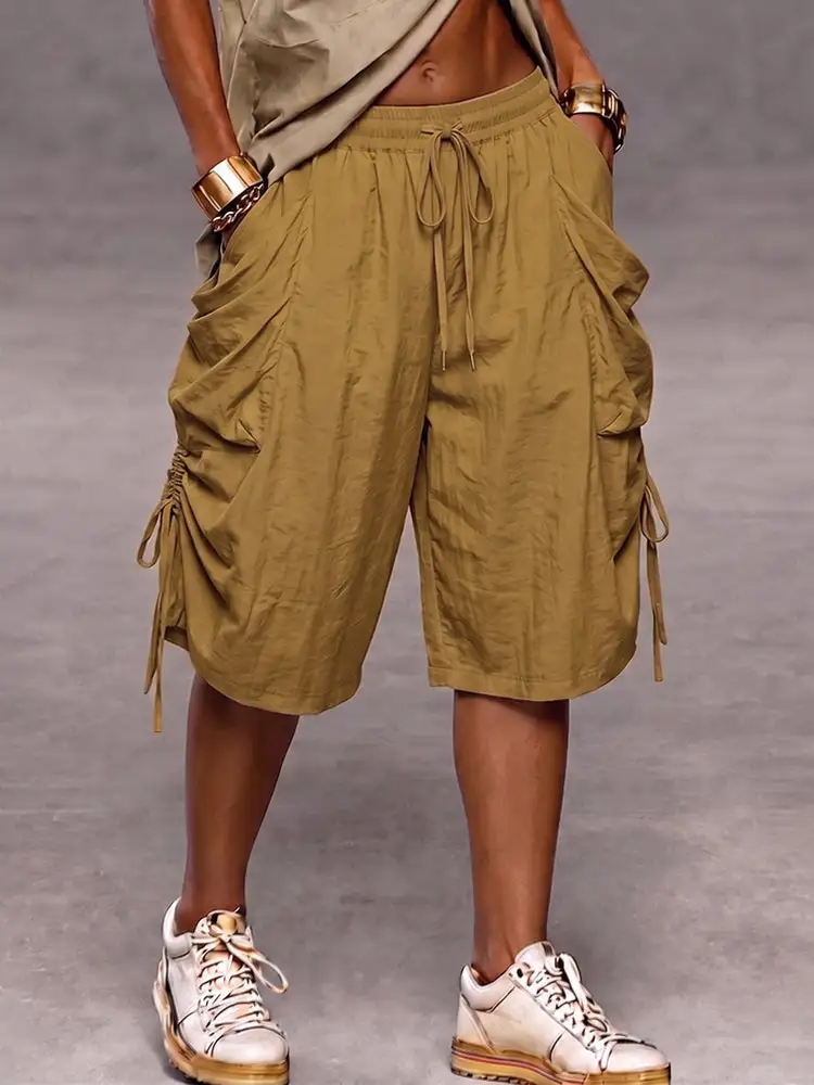 Men's Utility Baggy Drawstring Cargo Shorts