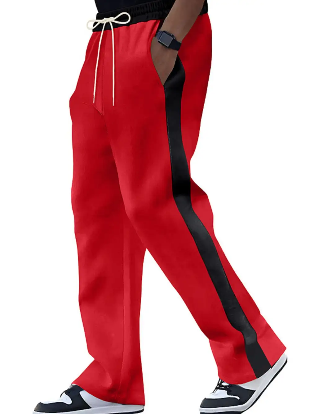 Men's Full Size Contrast Stripe Drawstring Sweatpants Plus