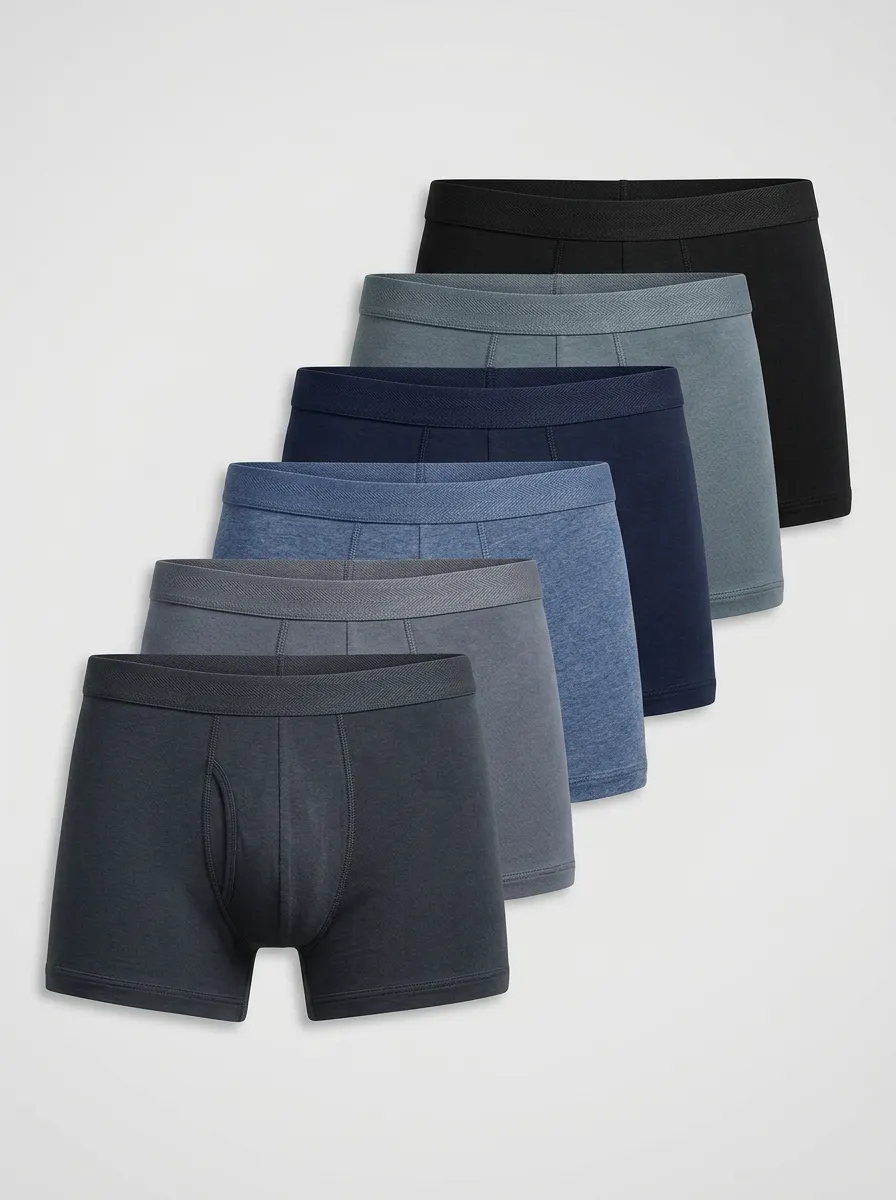 Men's Heathered Texture Wide Waistband 6-Pack Boxer Briefs