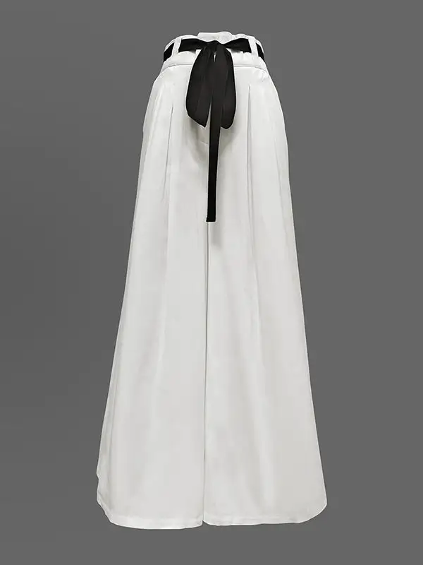 Women's High Waist Loose Fit Drawstring Pleated Pants
