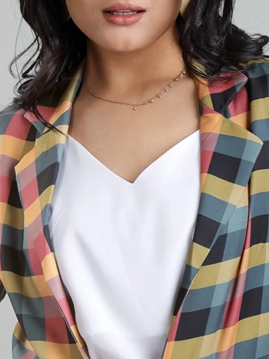 Modern Fashion Art Grid-Patterned Women's Jacket