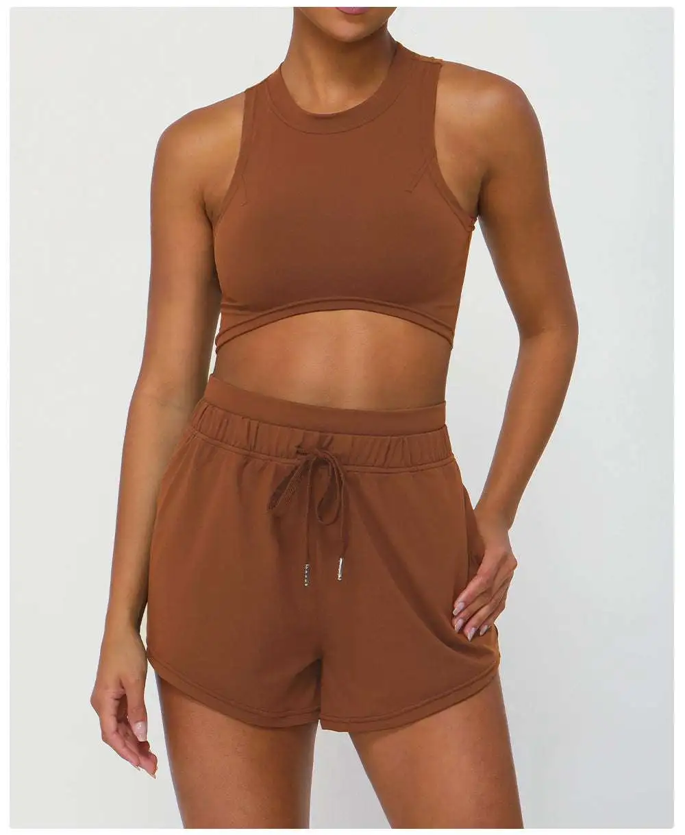 Quick-Dry Sleeveless Bra, Vest and Shorts Active Set