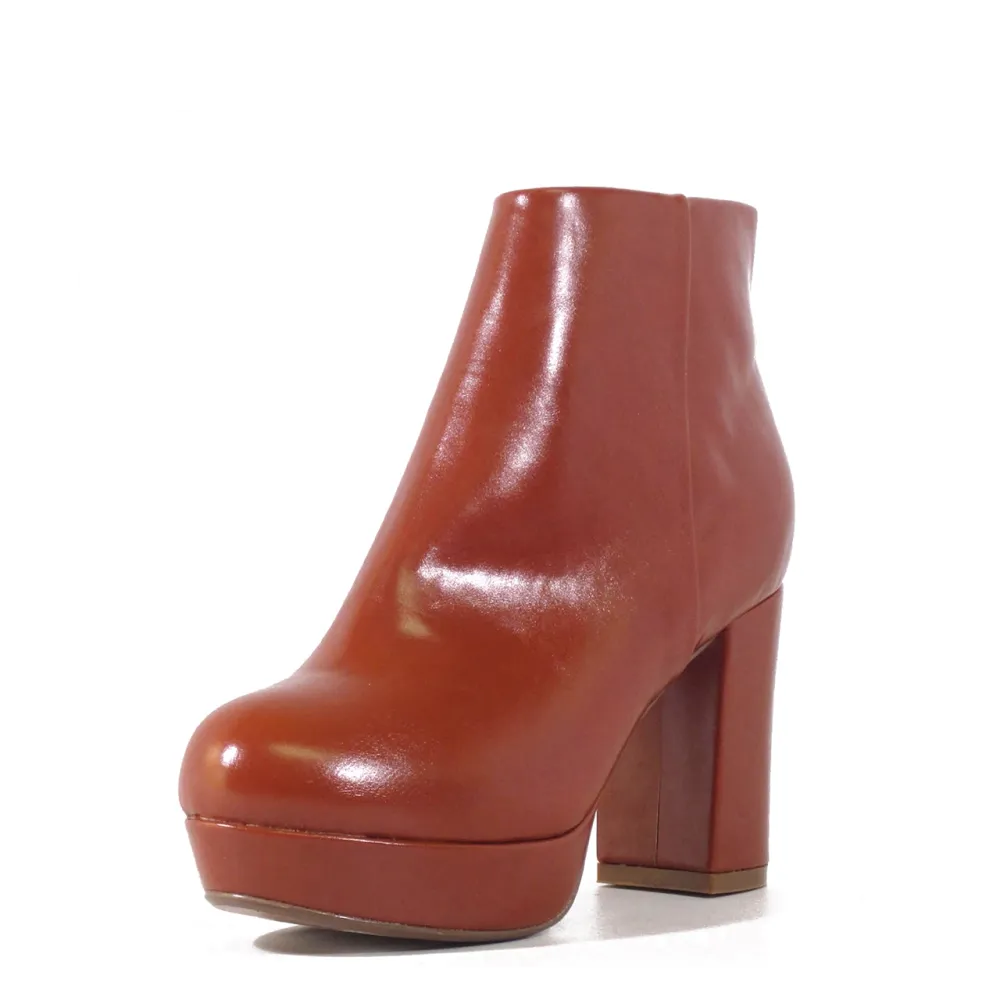 Retro Platform Heel Ankle Boots