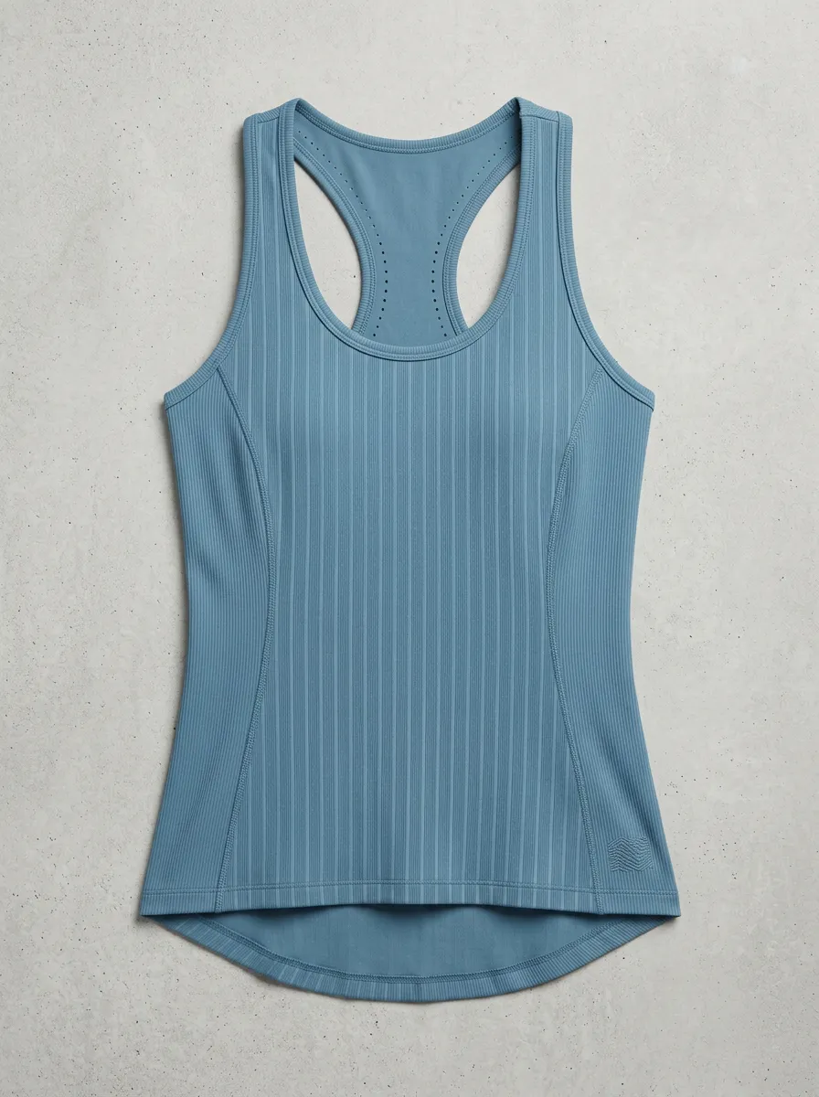 Women's Athletic Ribbed Racerback Printed Tank Top