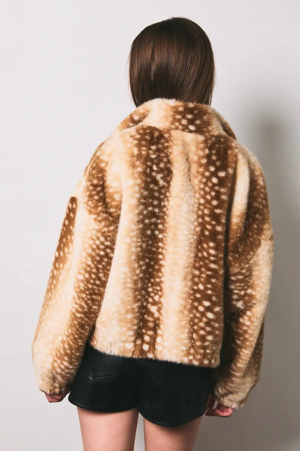Animal Pattern Faux Fur Jacket