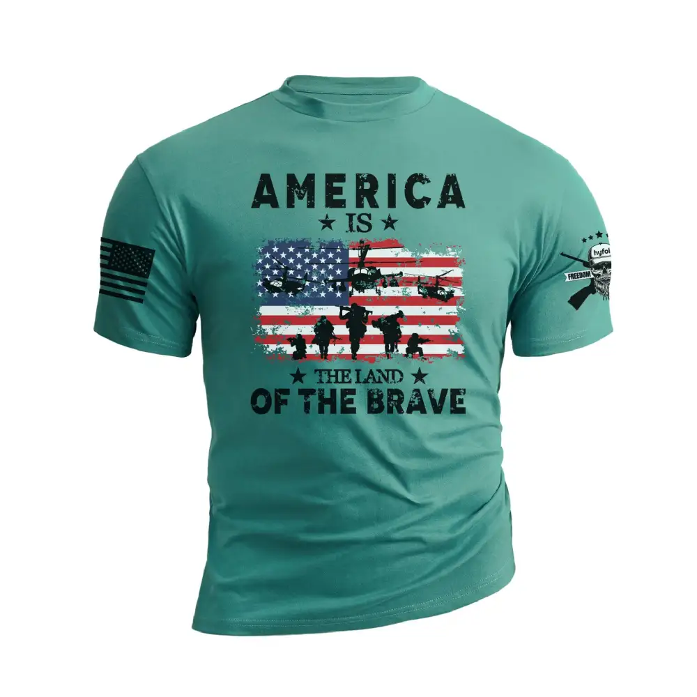 AMERICA IS THE LAND OF THE BRAVE GRAPHIC TEE