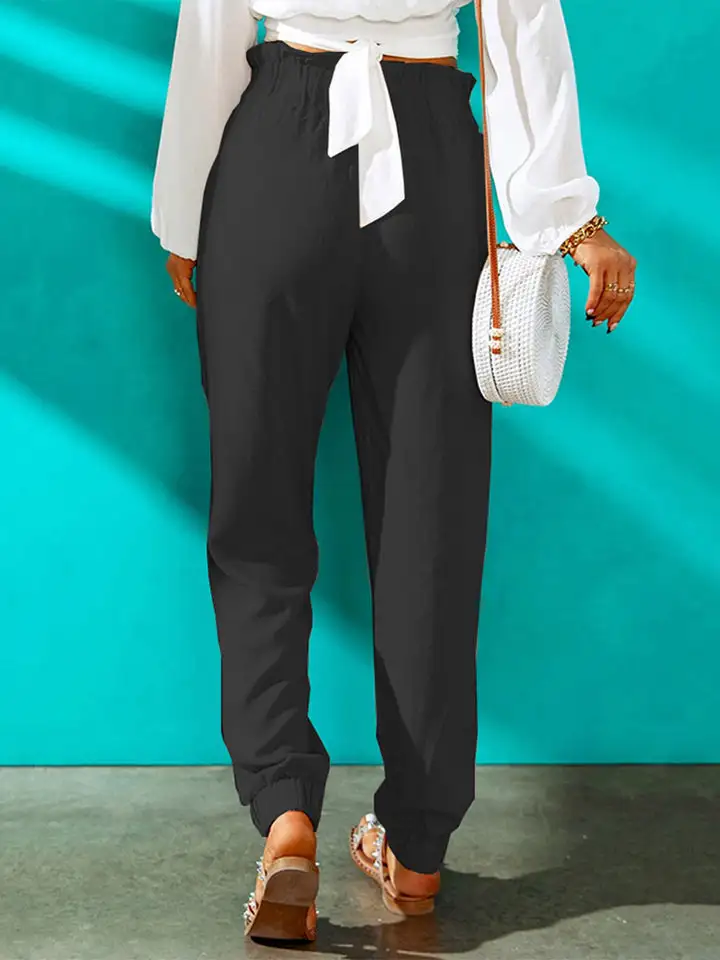 Relaxed High-Waist Pocketed Jogger Pants
