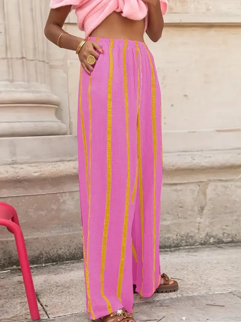 Women's Striped Print Wide Leg Pants | $2.18 per pair