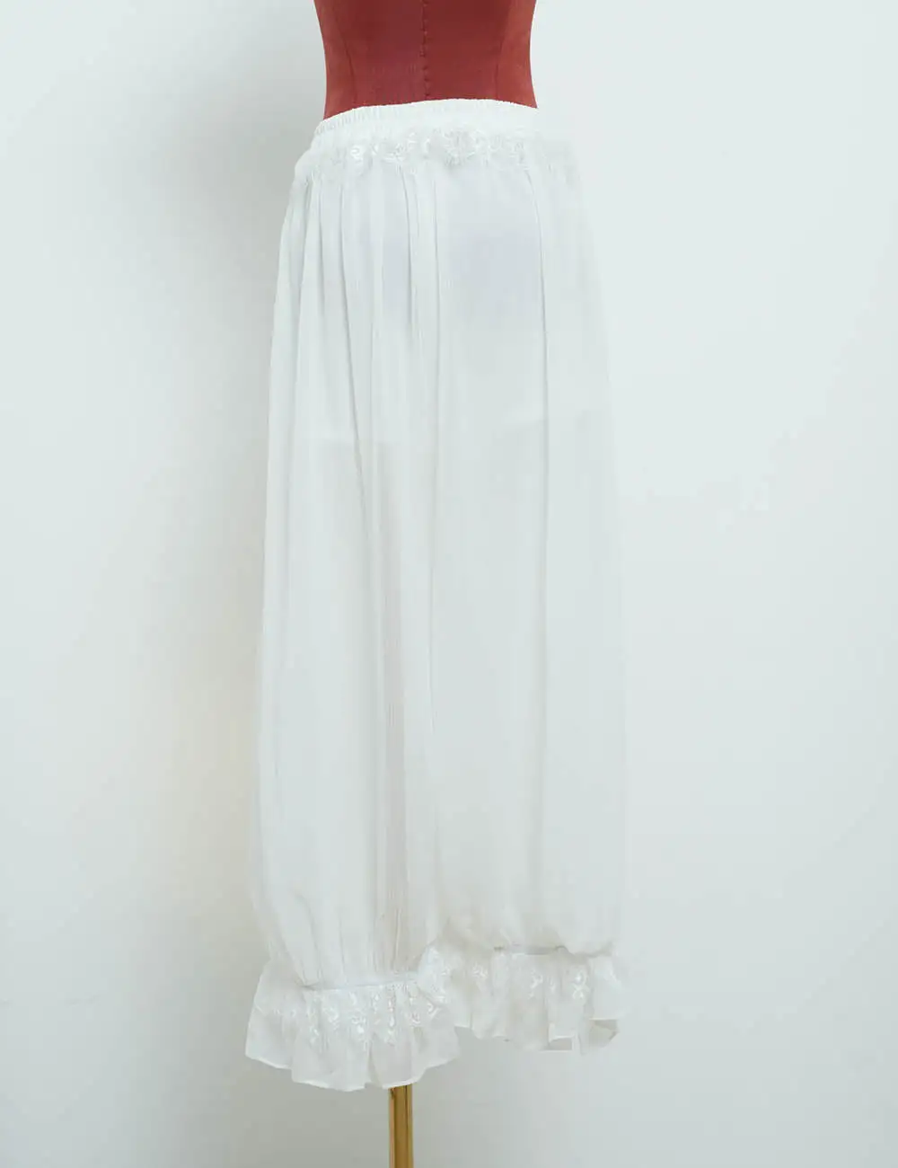 Lace Panel Elastic Waist Lantern Pants