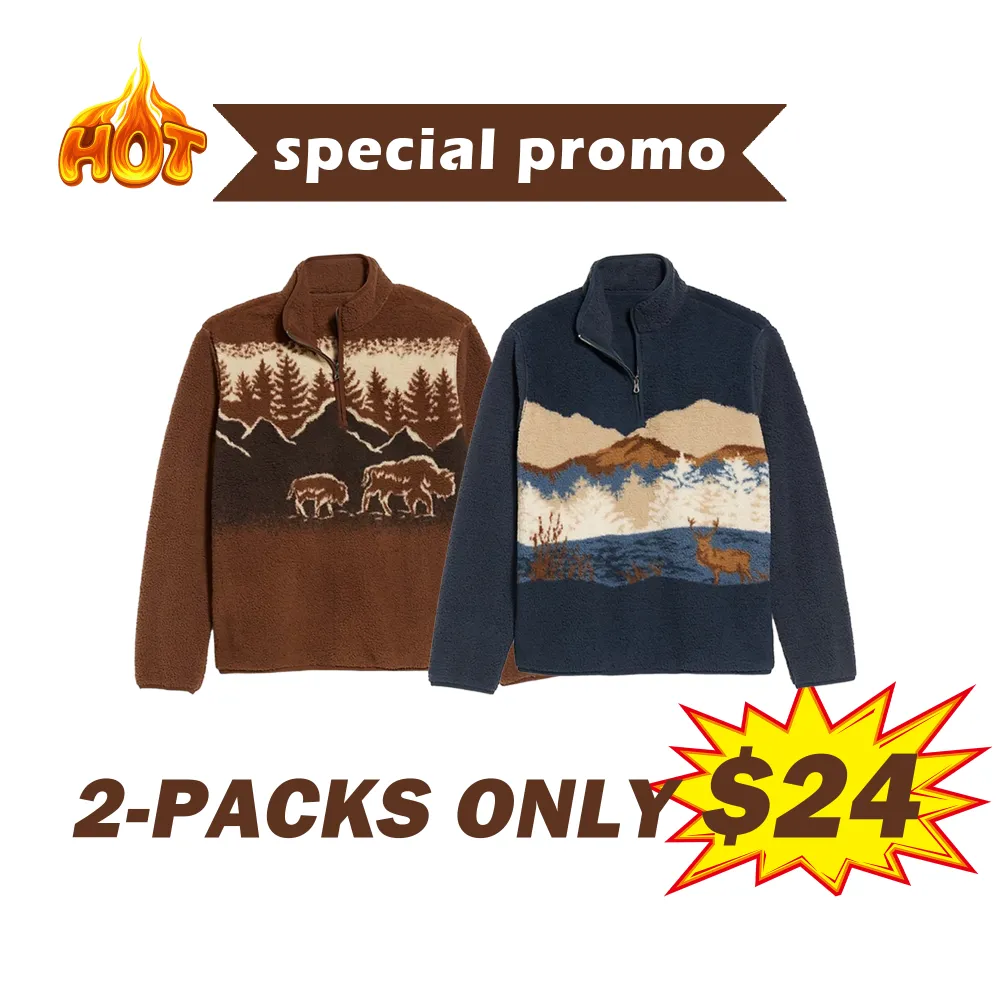 Men’s Printed Sherpa Quarter-Zip Pullover