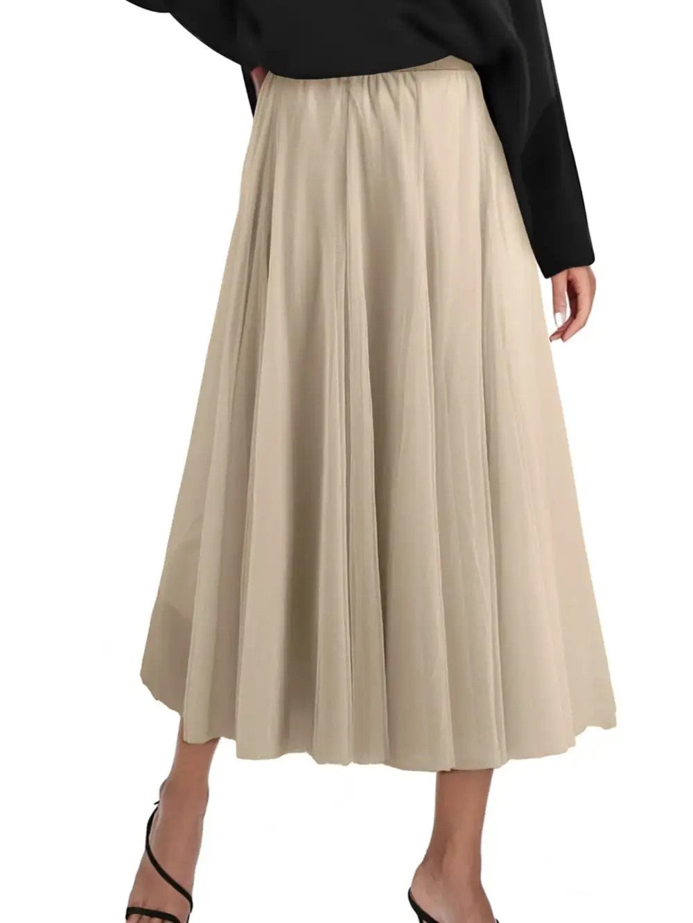 Classic High Waisted Midi Skirt