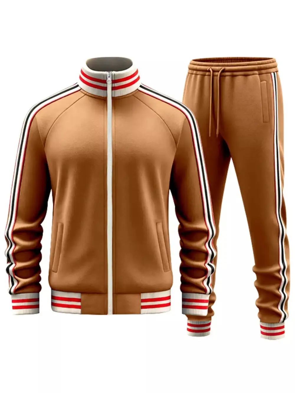 Men's Full Size Striped Zip Up Outerwear