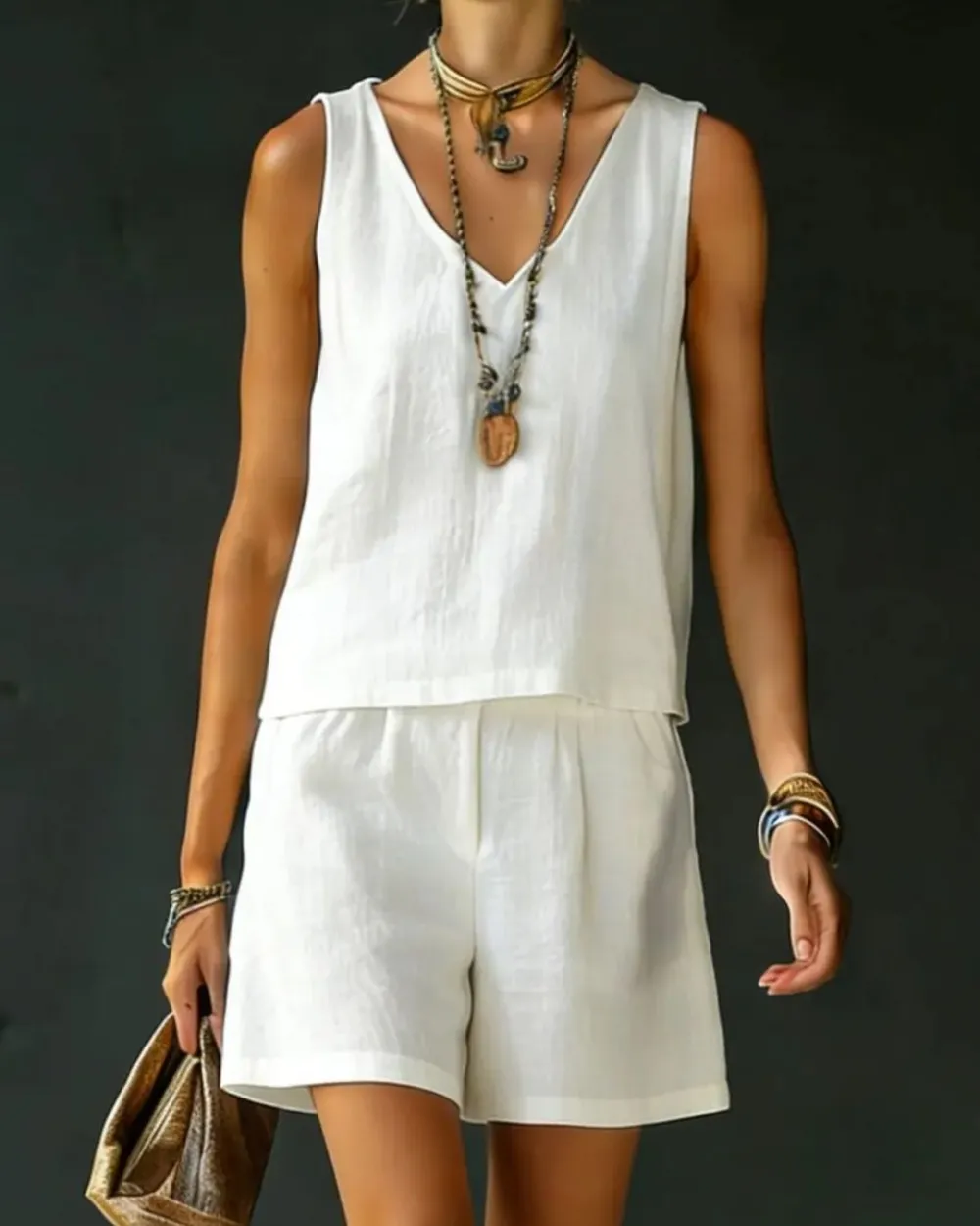 Relaxed Shirt and Drawstring Shorts Set