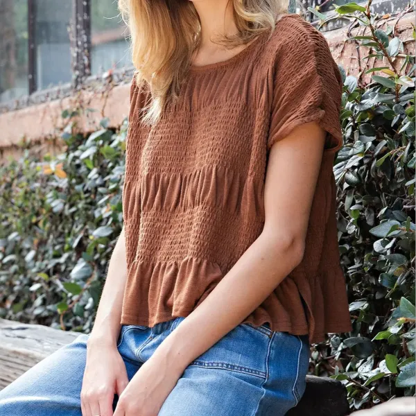 Mineral Washed Smocked Top