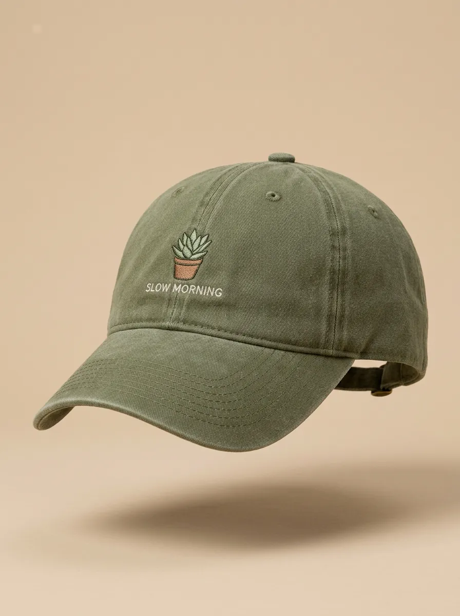 Modern Plant-Lover Slow-Morning Succulent Embroidered Unisex Baseball Cap
