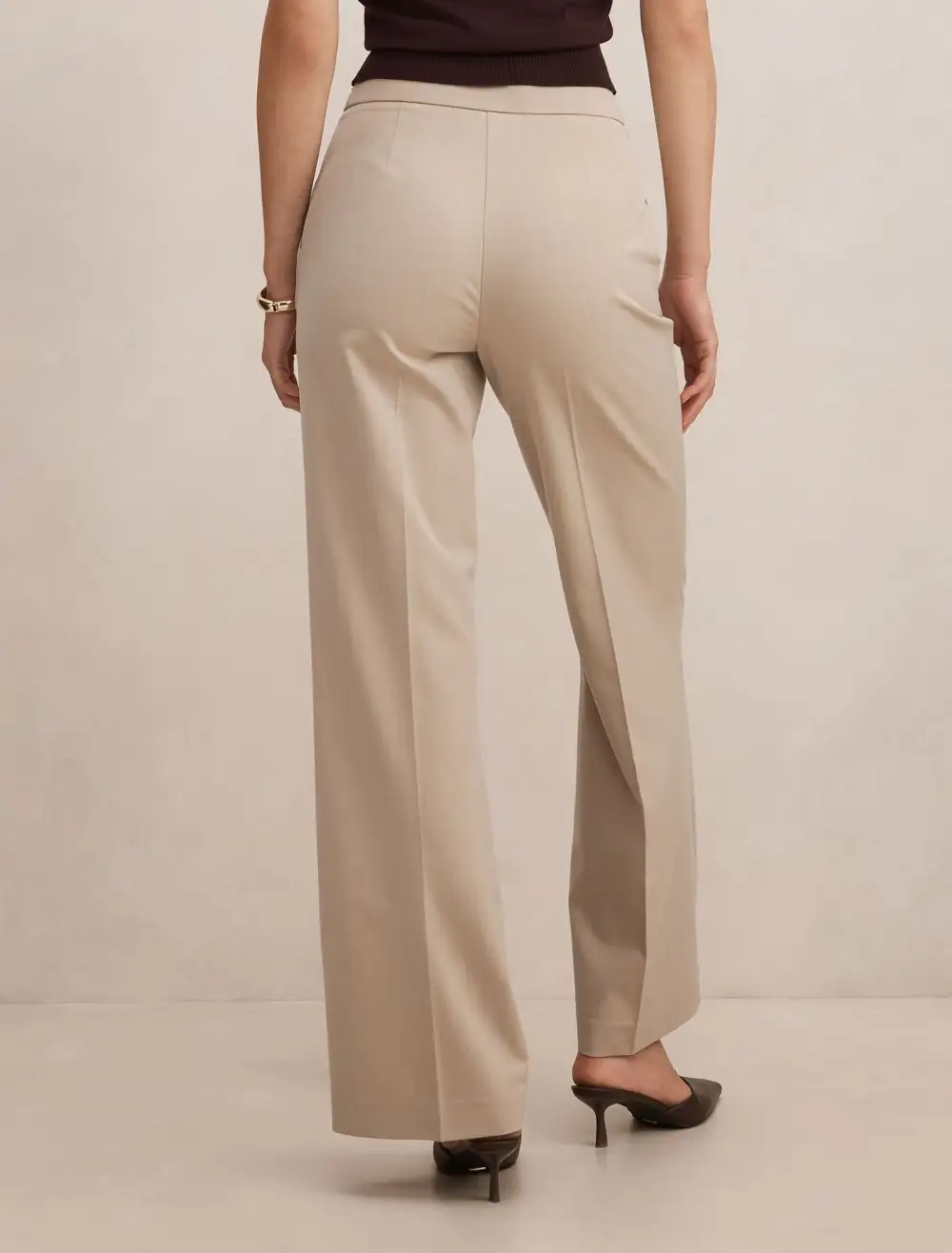 Beige Marled Wide Leg Pants