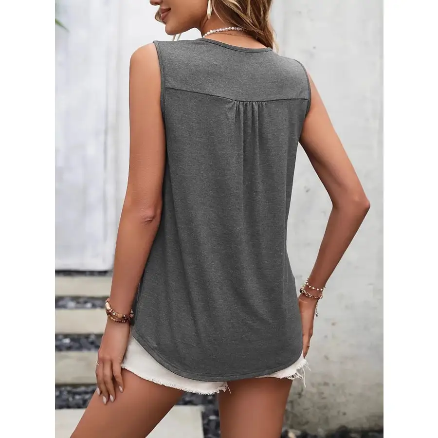 Lace Panel Scoop Neck Tank