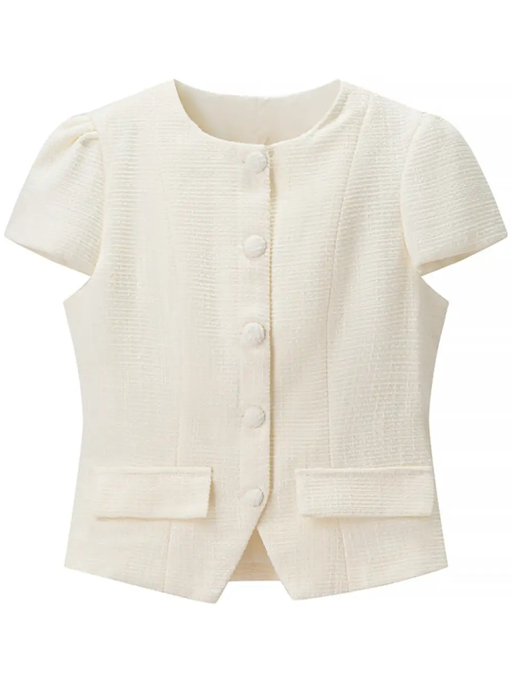 Natural Button Front Short Sleeve Coordinated Sets