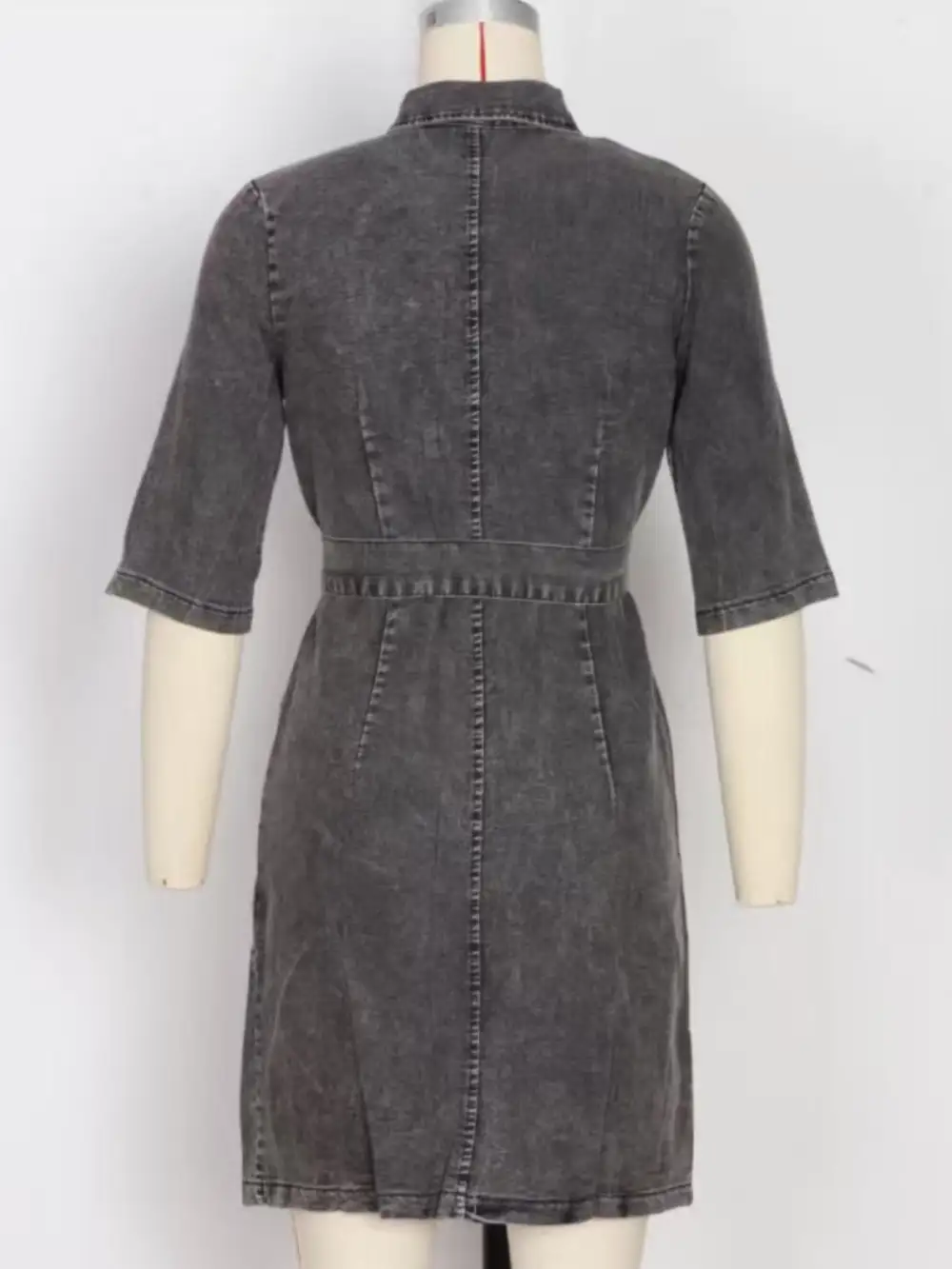 Comfort Fit Denim Zip Front Short Sleeve Dress