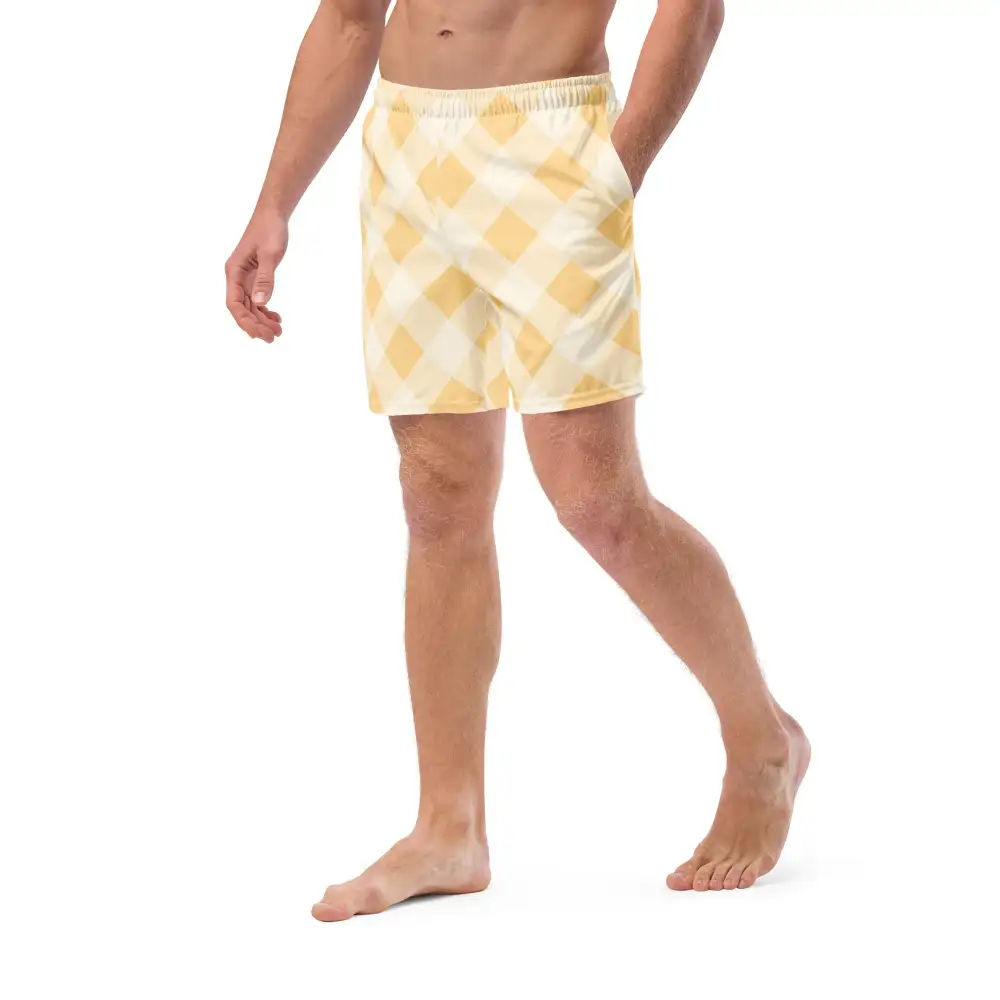 Quick Dry Gingham Swim Trunks