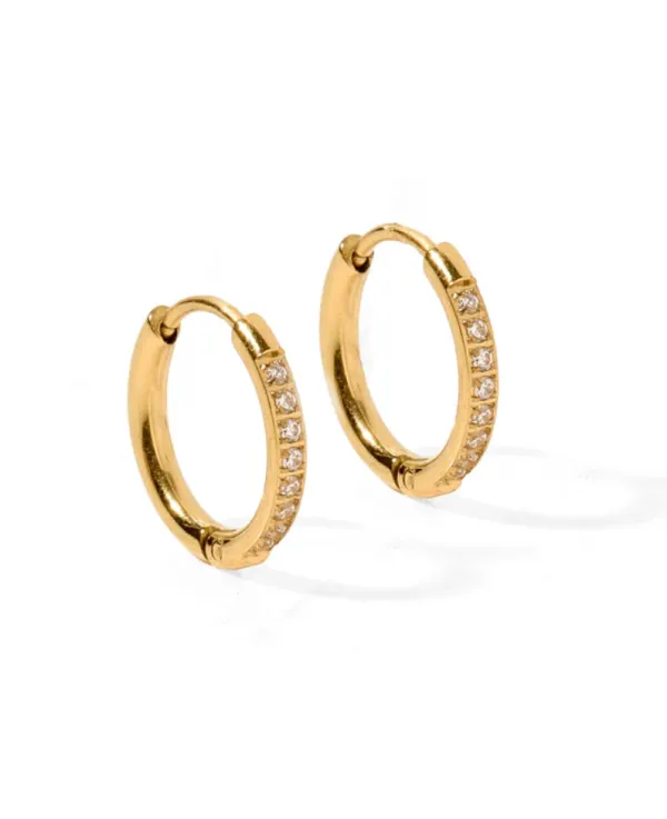Rhinestone Huggie Hoop Earrings