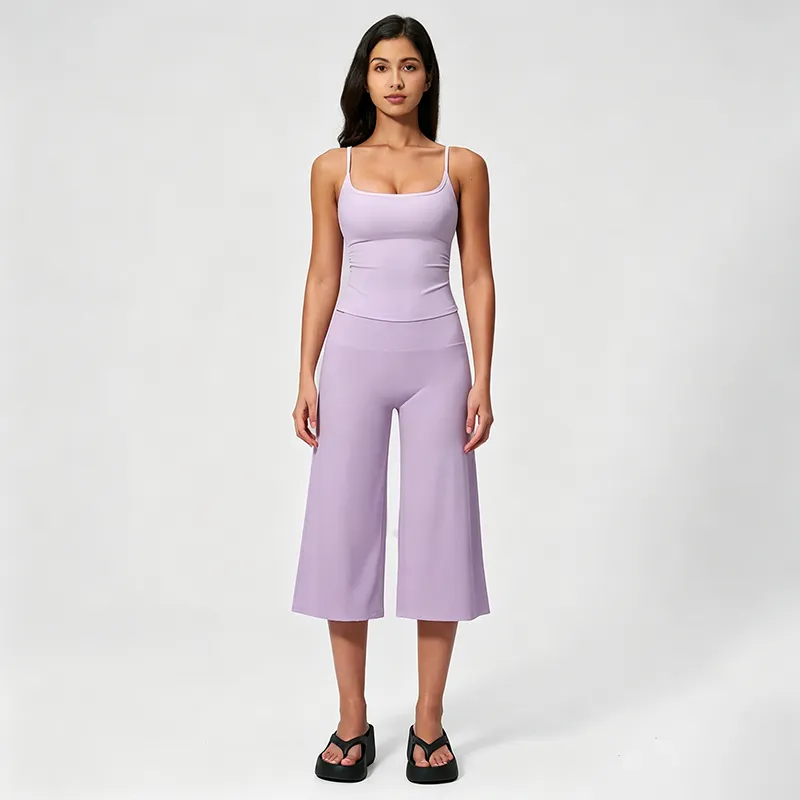 Strappy Tank Top and High-Waisted Mid-Length Shorts — Outdoor Running & Sports Set
