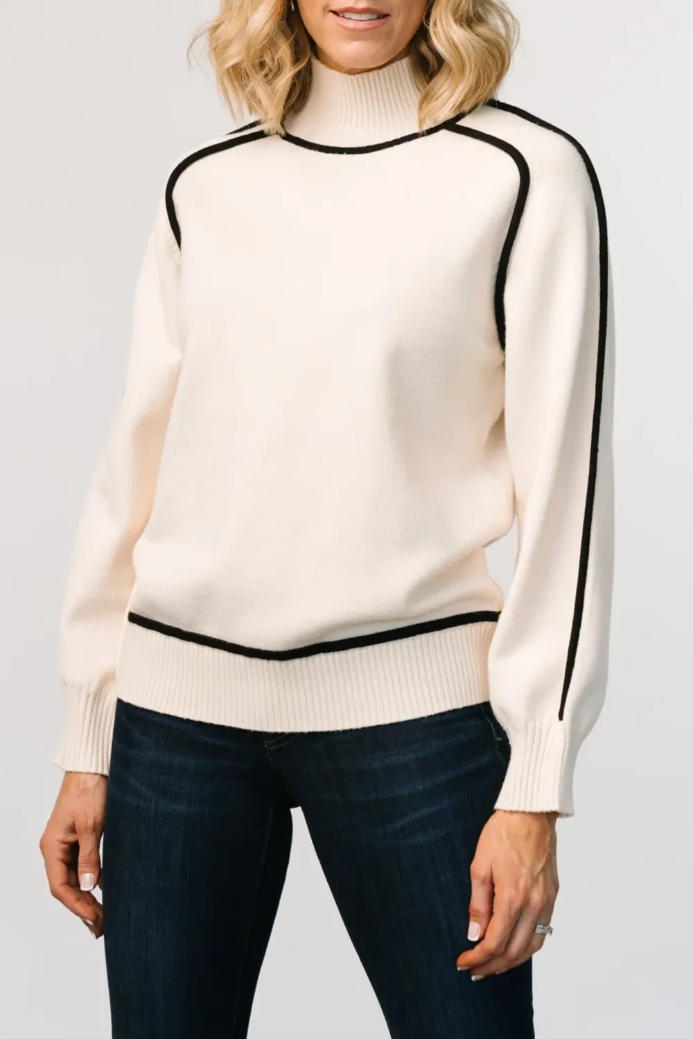 Mature Intellectual Temperament High-Neck Top