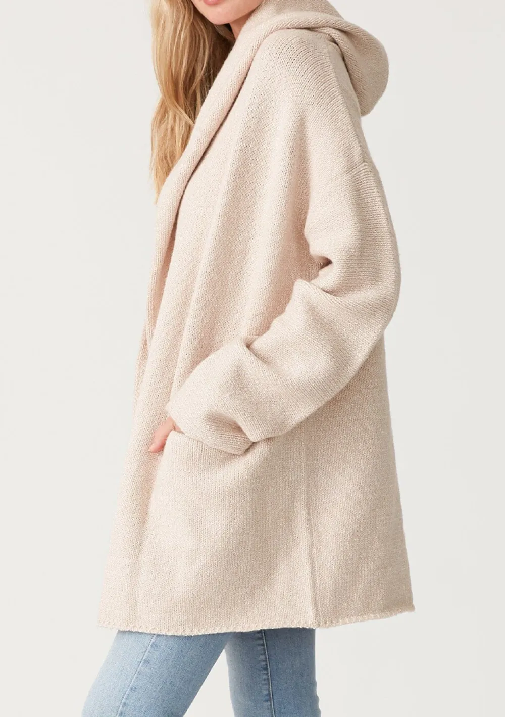 Open Front Drop Shoulder Coat