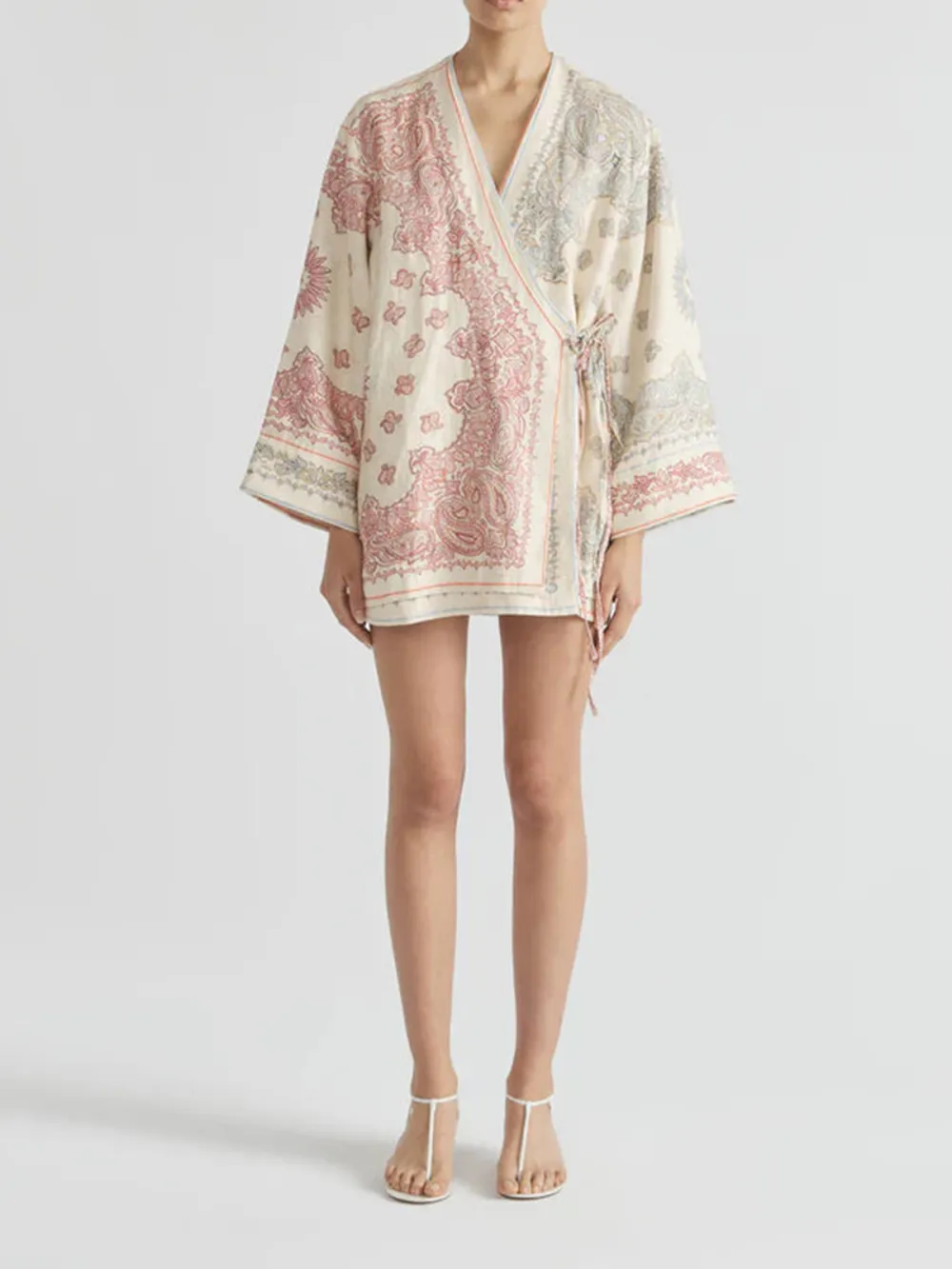 Casual Style Multi Long Sleeve Mini Robe