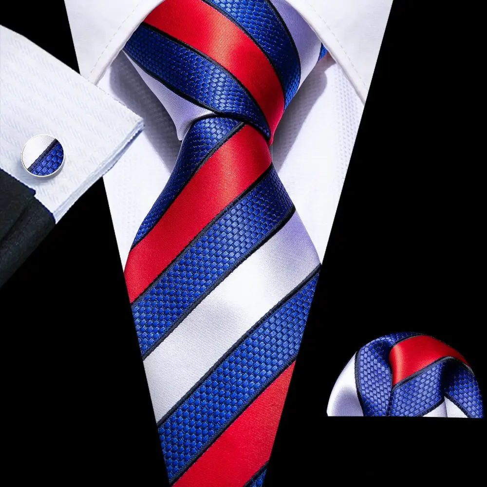 Textured Striped Silk Necktie Set