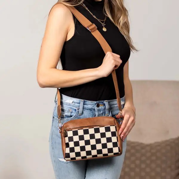 Mixed Media Camera Crossbody Bag