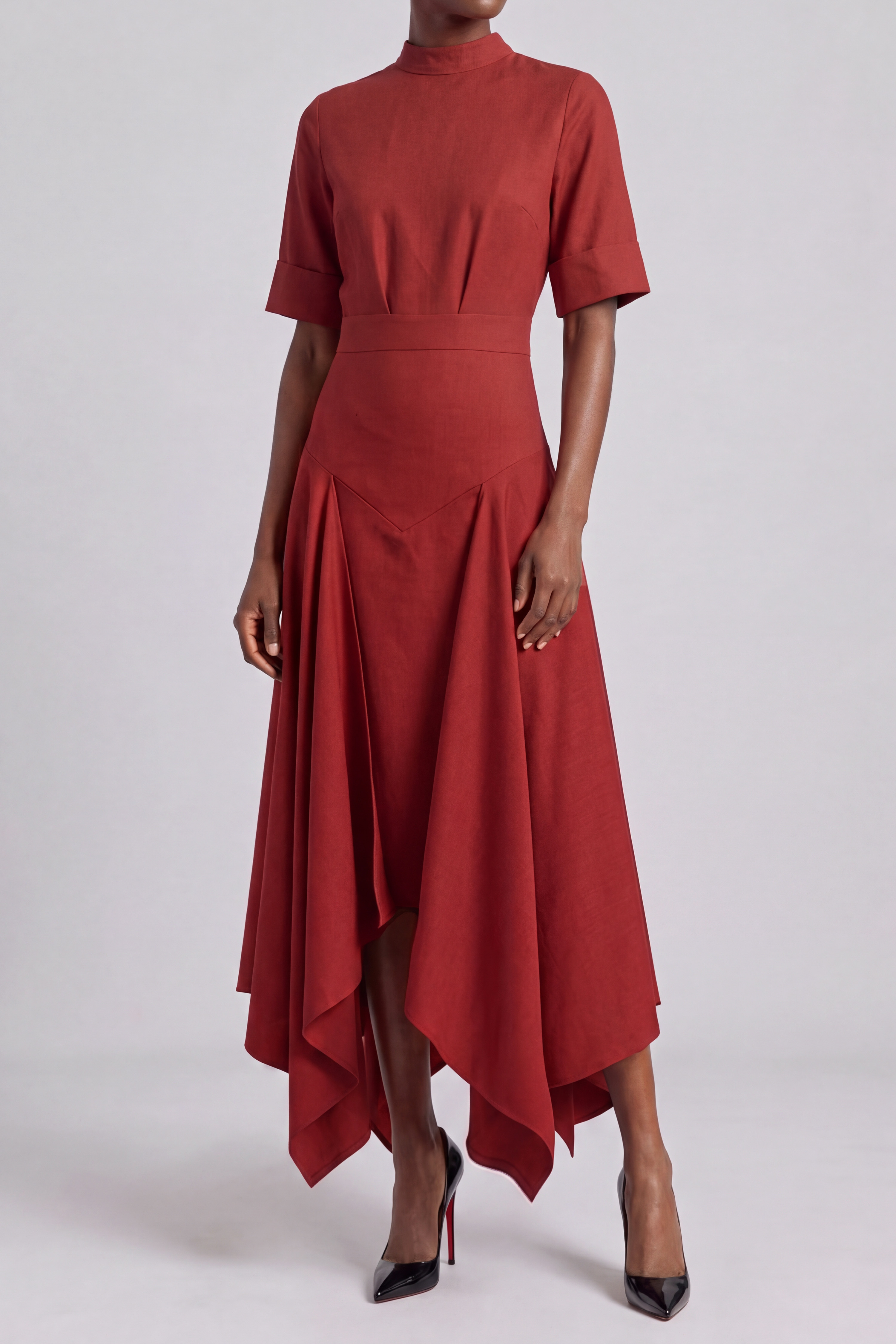 Tie Detail Asymmetrical Midi Dress