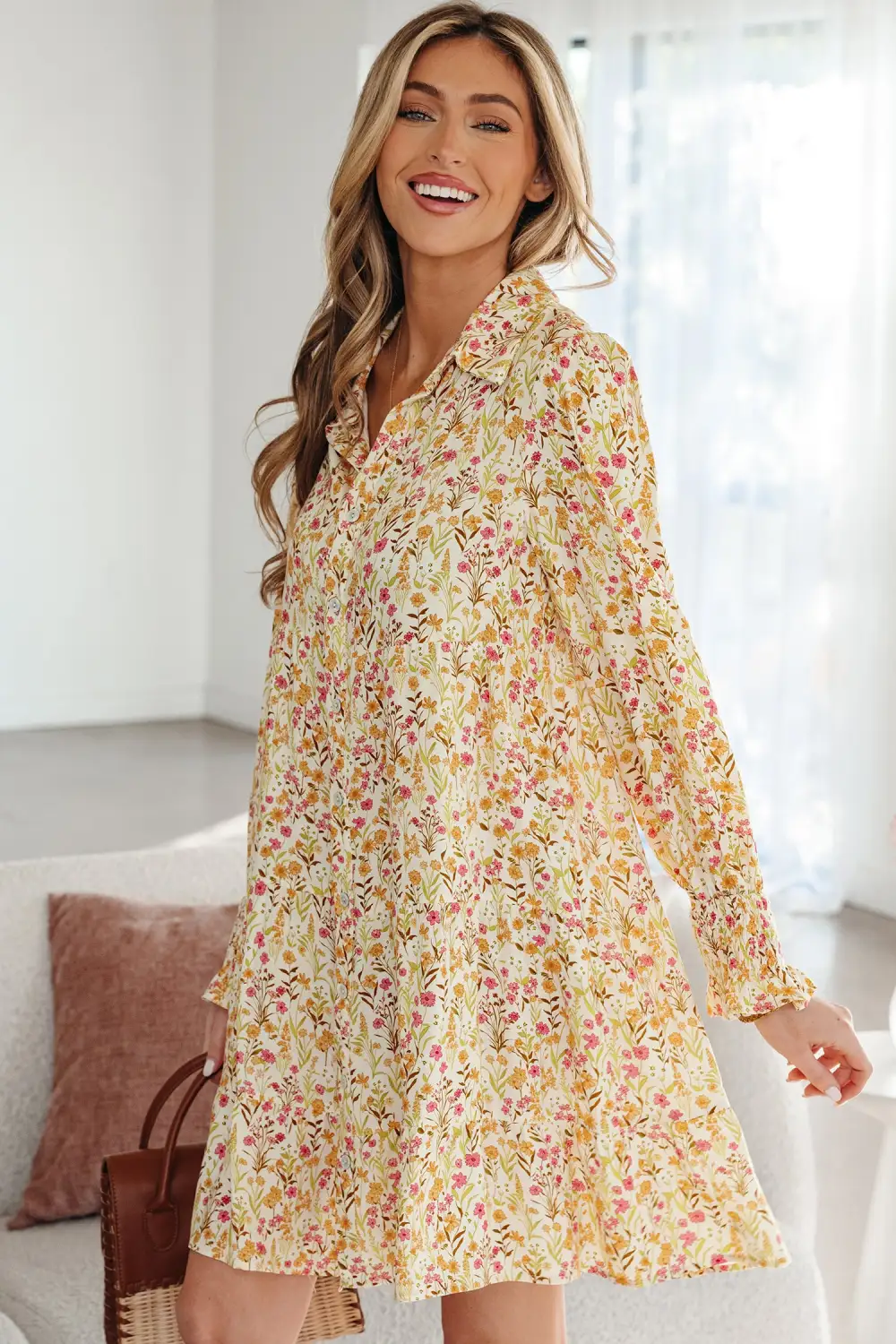 Balanced Detail Floral Printed Ruffle Dress