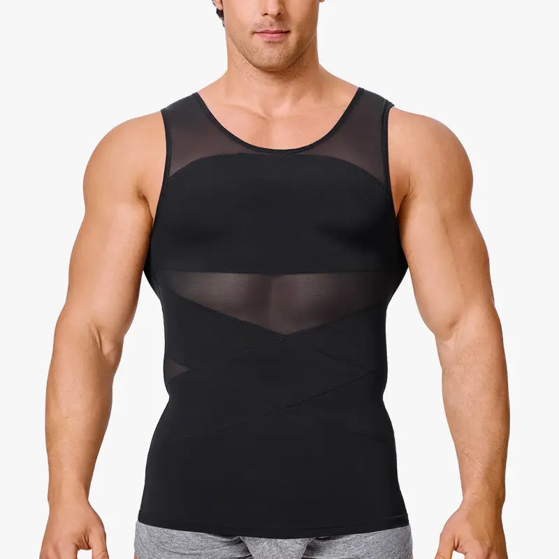 Men’s Mesh Fabric Breathable Compression Shapewear Vest