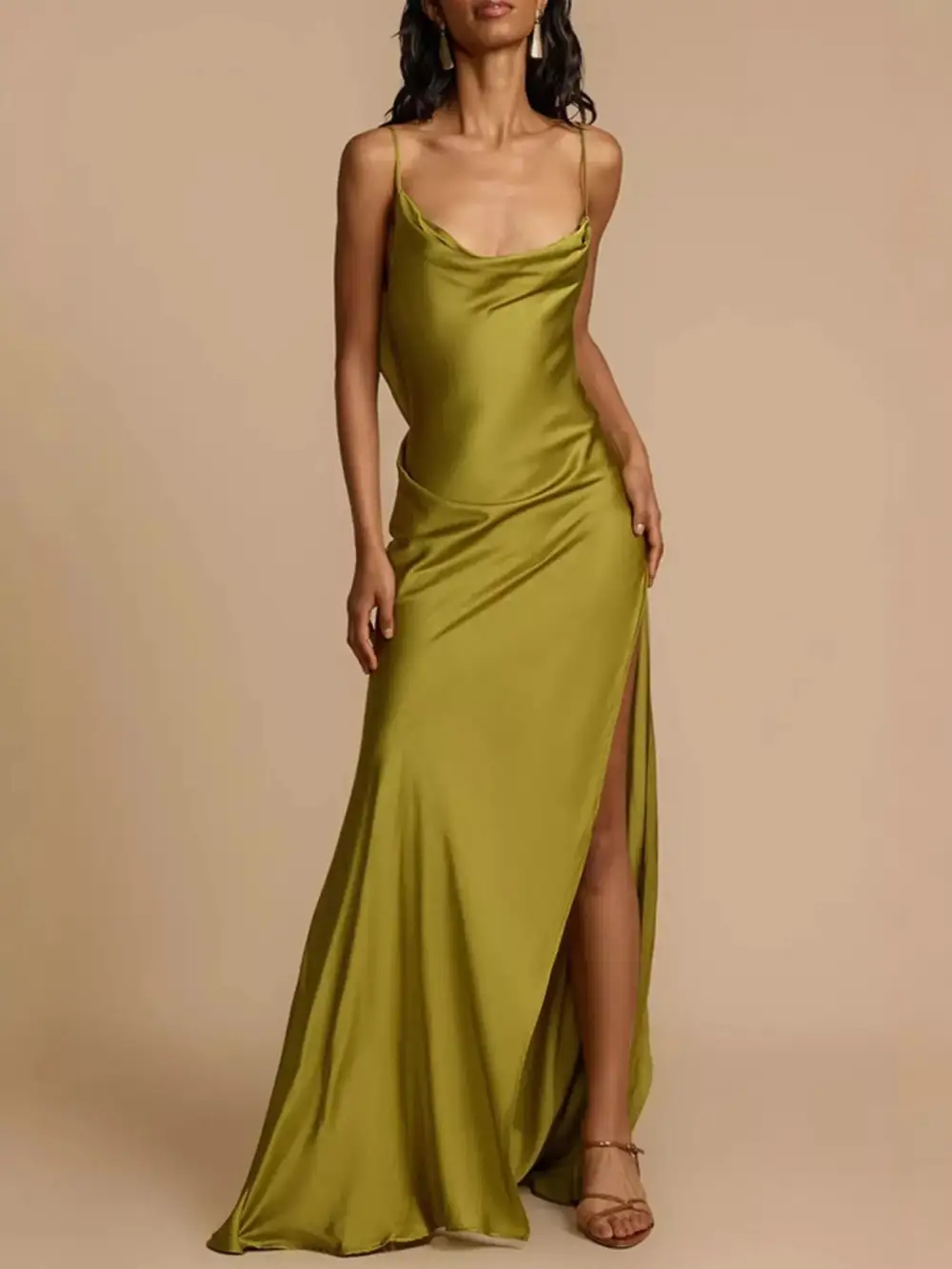 Satin Slit Maxi Dress